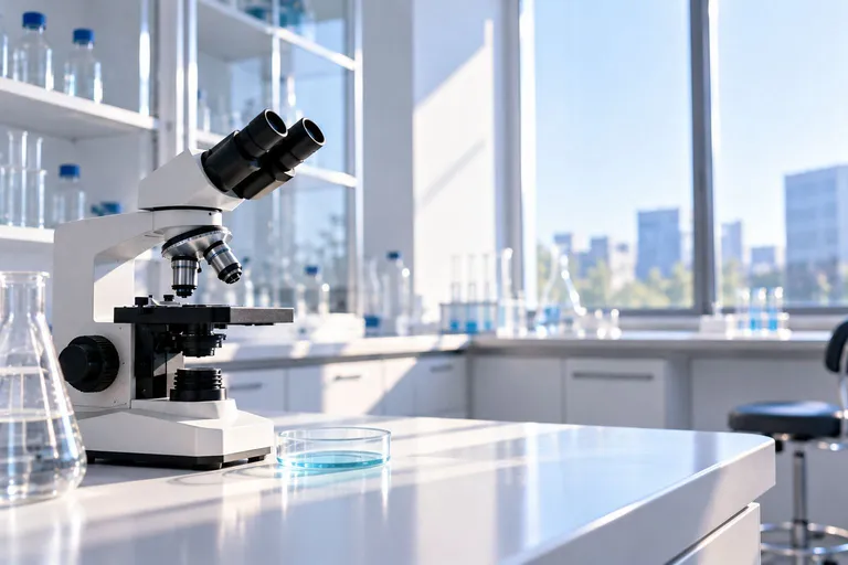 Laboratorio con un microscopio